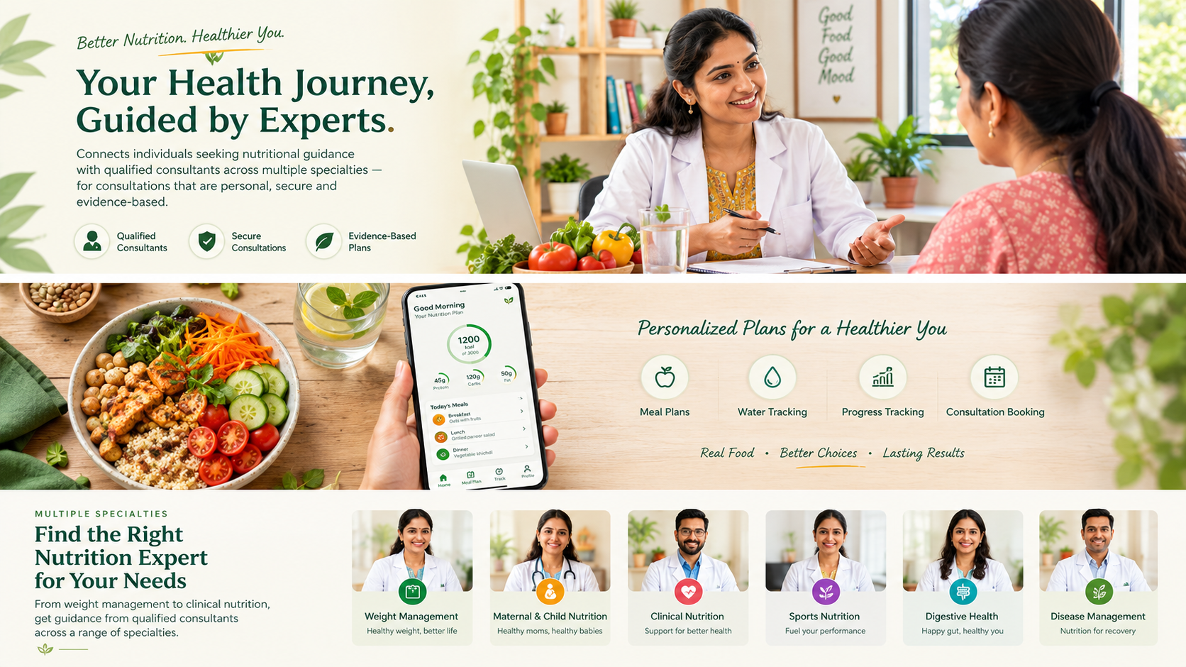 Nutrition consultation, personalized meal planning and wellness tracking